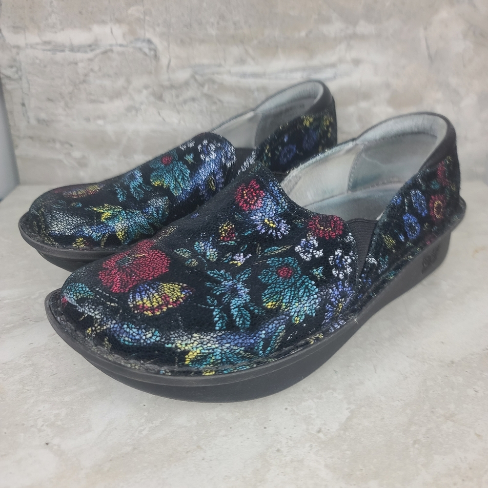 Alegria Debra Floral Leather Professional Nursing Clogs 38